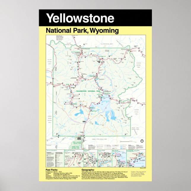 Grand affiche du parc national Yellowstone (Devant)