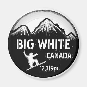Grand aimant blanc blanc d'art de surf des neiges