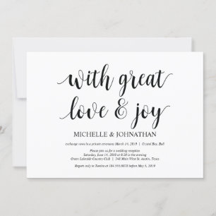 grand amour et joie, Faire-part de mariage en fuit