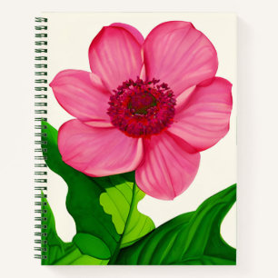Grand anémone rose avec Green Feuille Journal