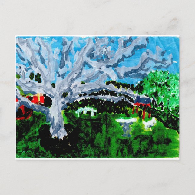 Grand arbre gris avec banquettes carte postale (Devant)