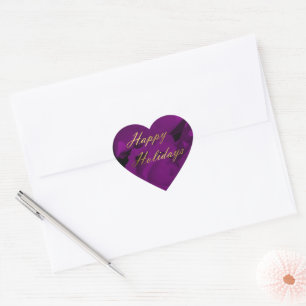 grand autocollant de coeur de fleur violet