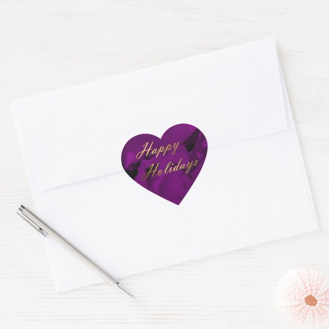 grand autocollant de coeur de fleur violette (Enveloppe)