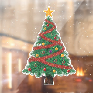 Grand autocollant de fenêtre pour sapin de Noël