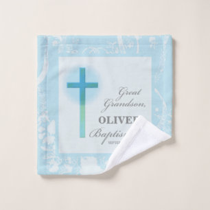 Grand Baptême petit-fils Bleu dentelle personnalis