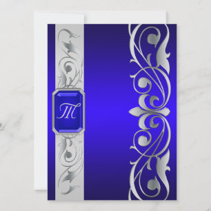 Grand Bijou Bleu Invitation Argent Et Bleu