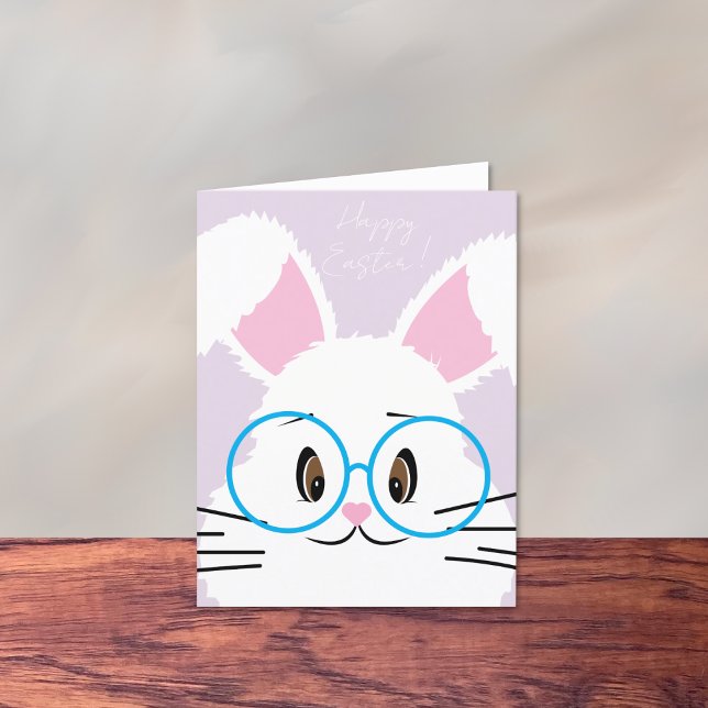 Grand Blanc Bunny Face Bonne Carte de Pâques (Close up bunny face Easter card .)