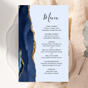 Grand budget Marine Blue Gold Agate Mariage Menu