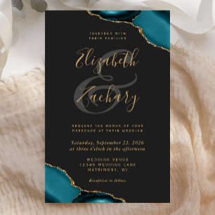 Grand Budget Teal Bleu Agate Coins Sombre Mariage