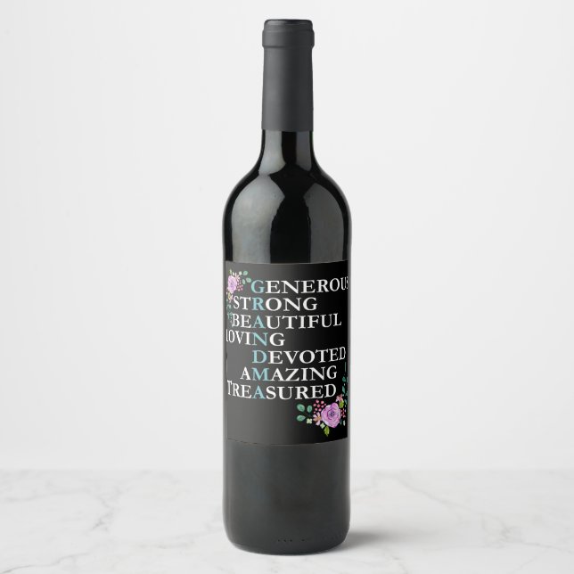 Grand cadeau pour grand-mère Étiquette de vin avec (Devant)