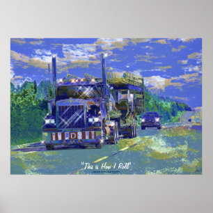 Grand Camion Conduite Autoroute Transport Affiche