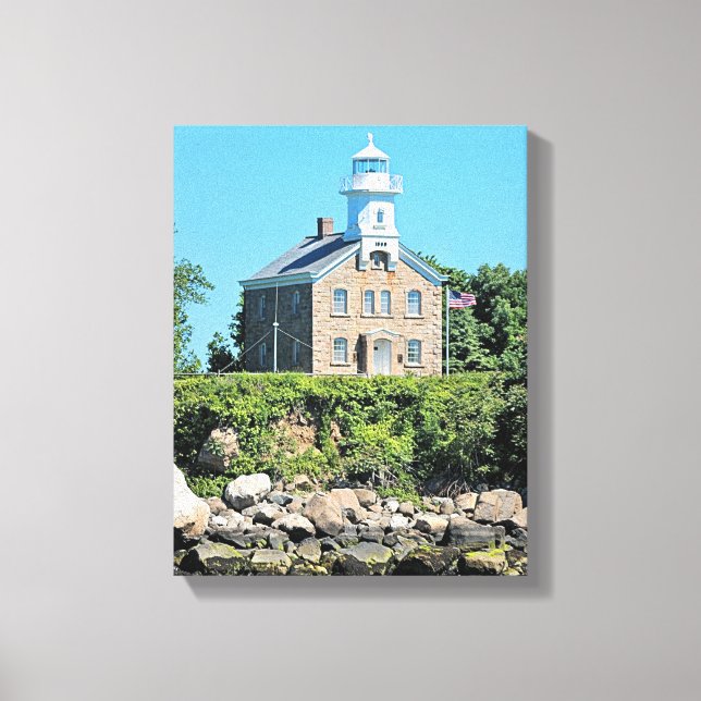 Grand Captain Island Lighthouse CT toile enveloppé (Recto)