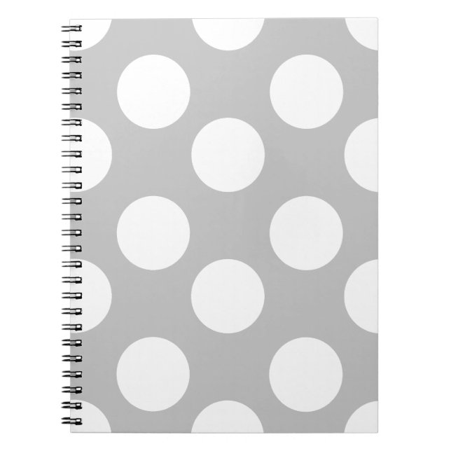 Grand carnet gris et blanc de point de polka (Devant)