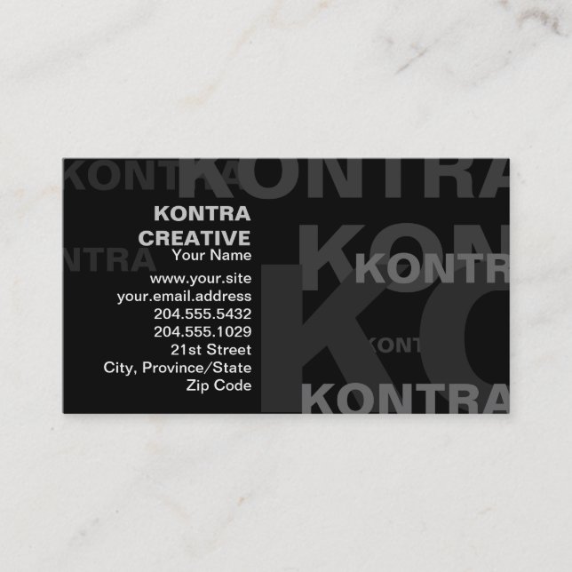 Grand carte de visite effectuant des textes (Devant)