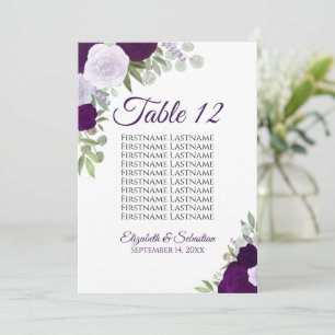 Grand carton de plan de table de mariage aux roses