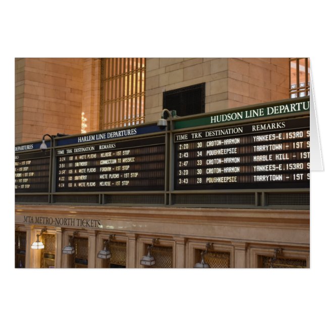 Grand Central Hudson Harlem Train Départs NYC (Devant horizontal)