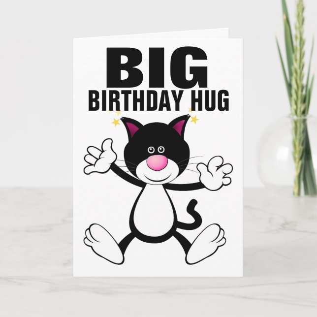GRAND CHAT HUG HEUREUX ANNIVERSAIRE CARTES DE SALU (Devant)