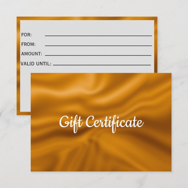 Grand chèque cadeau en feuille métallique dorée (Devant / Derrière)