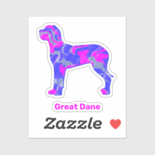 Grand Chien Dane Silhouette Crazy Hot Rose Sticker