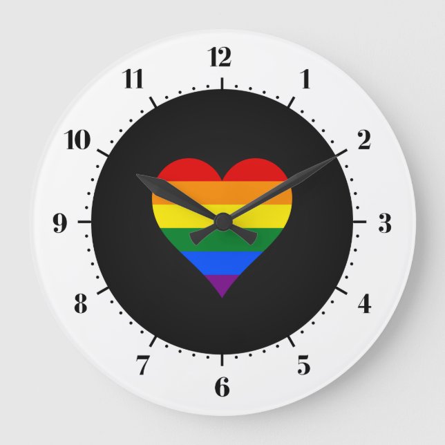 Grand coeur de fierté LGBT Horloge (Recto)
