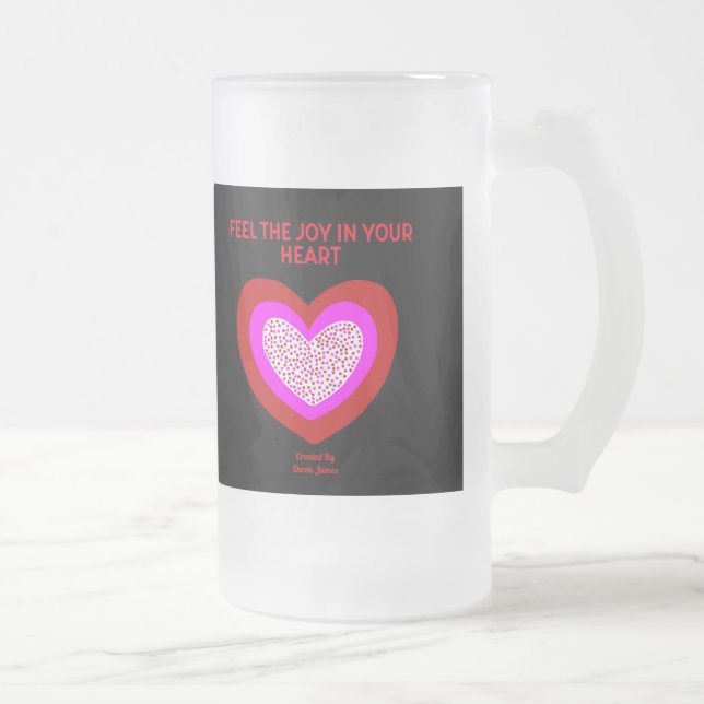 Grand Coeur Joyeux Grosse Mug de verre givré (Droit)