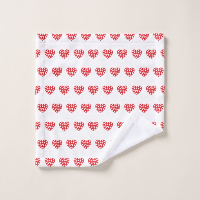 Grand coeur rouge avec peu de coeur (Gant de toilette)