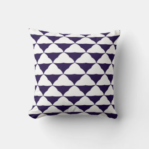 Grand Coussin à motifs Triangles Bleu Marine et Bl