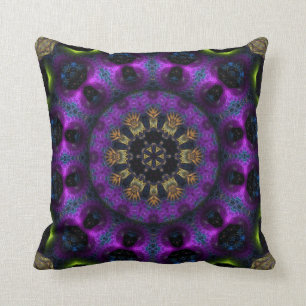 Grand coussin de mandala fuchsia pourpre de