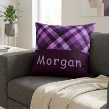 Grand Coussin Décoratif à Monogramme à Carreaux Vi