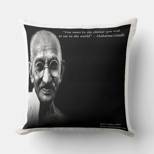 Grand Coussin en Coton avec Citation de Gandhi Be  (Recto)