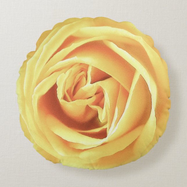 Grand Coussin rond d'impression rose jaune (Devant)