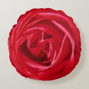Grand Coussin rond d'impression rose rouge
