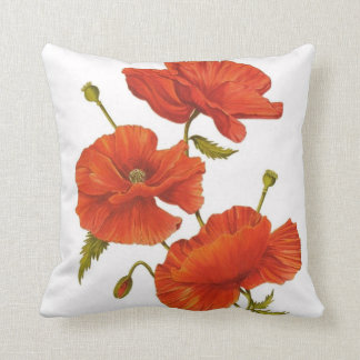 Grand coussin rouge de pavot