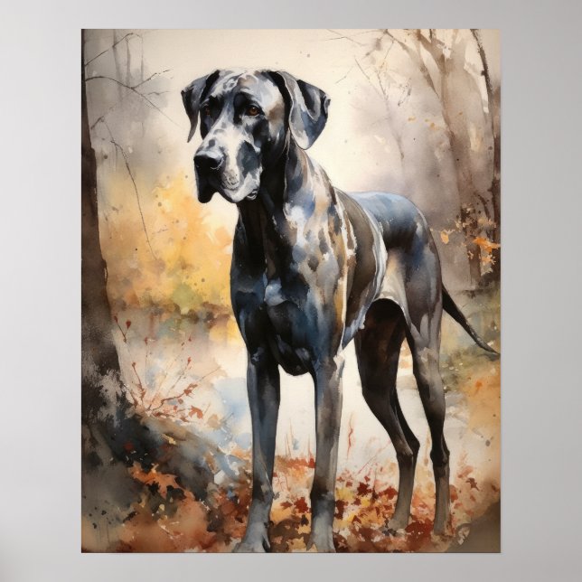 Grand Dane Dog Art Imprimer Poster (Devant)