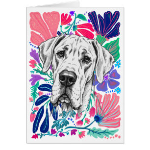 Grand Danois floral abstrait Invitation