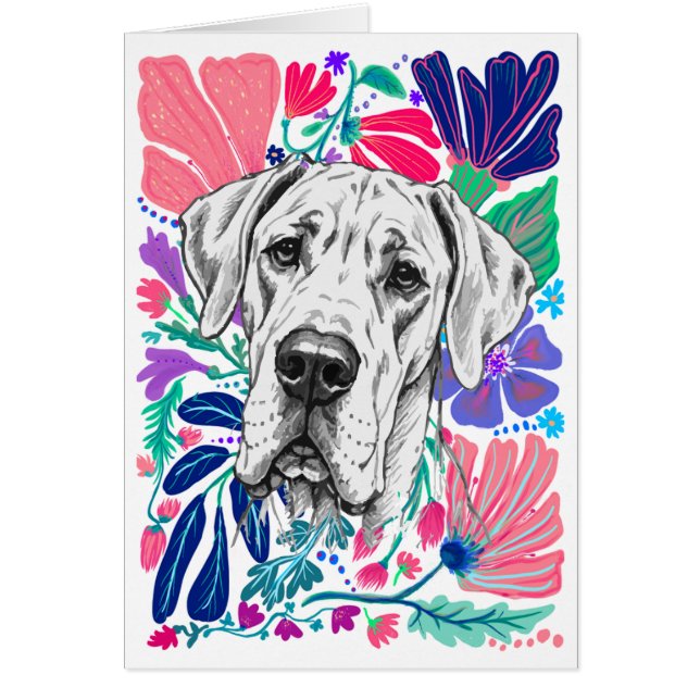 Grand Danois floral abstrait Invitation  (Devant)
