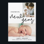 Grand Début moderne au Nouvel An Photos pour bébés<br><div class="desc">J'ai conçu cette carte magnétique de vacances pour les parents qui ont accueilli leur bébé au Nouvel An. Avec les mots "Un grand début à la nouvelle année" dans la typographie moderne. Personnalisez avec vos propres photos (2 places pour les photos) CONSEIL : partagez une photo de bébé et de...</div>