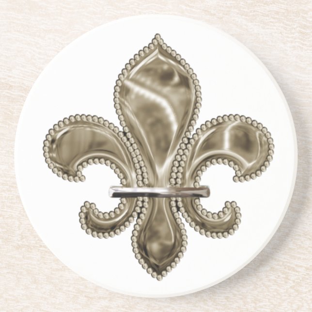 Grand Dessous de verre en grès Fleur de Lis Design (Devant)