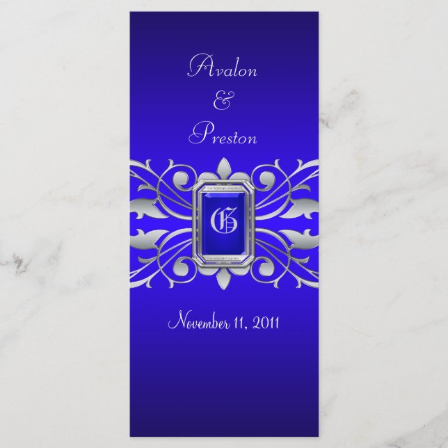 Grand Duchess Blue Scroll Programme de mariage Tur (Devant)
