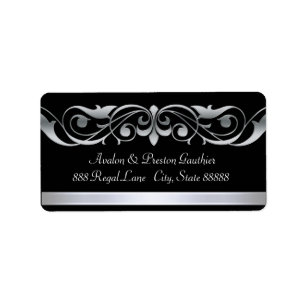 Grand-Duchesse Black Silver Scroll Étiquettes de a