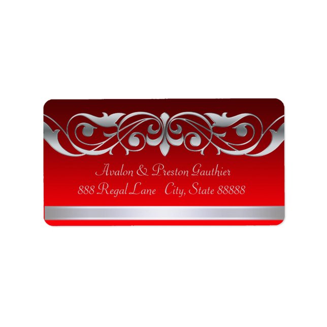 Grand-Duchesse Red Silver Scroll Étiquettes de adr (Devant)