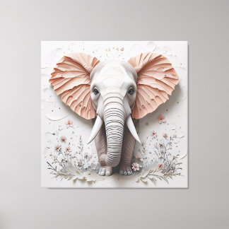 Grand éléphant 16K en fleurs - Toile premium encad