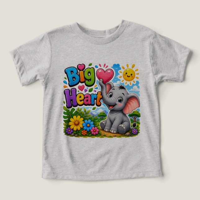 Grand éléphant au cœur | Design d'animal gentil et (Design Recto)