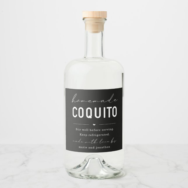 Grand Étiquette de Bouteille de Coquito Fait Maiso (Devant)