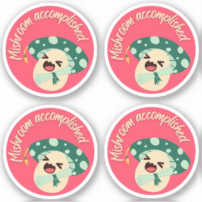 Grand Étiquette de champignon vert - Pack de 4 (Devant)