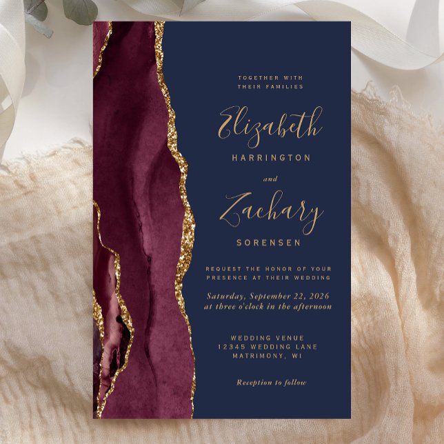 Grand faire-part de mariage en agate de Bourgogne  (Créateur téléchargé)