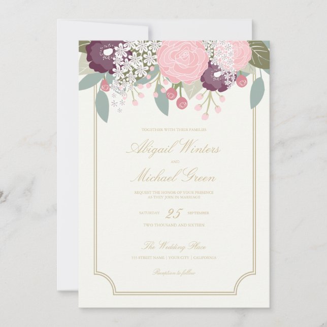 Grand Faire-part de mariage floral (Devant)