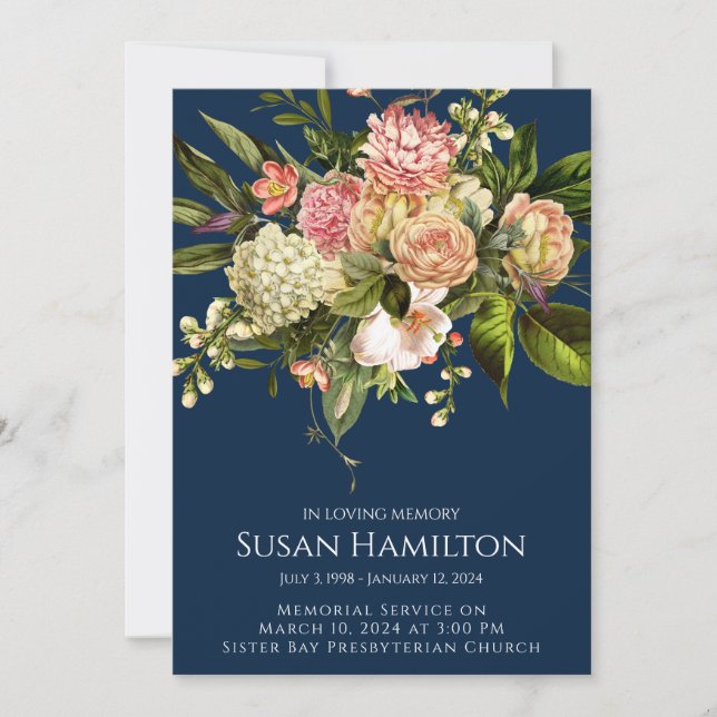 Grand Faire-part funéraire Floral de la Marine (Devant)