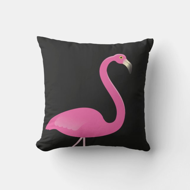 Grand Flamant rose rose sur le coussin extérieur (Recto)