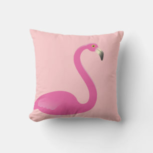 Grand Flamant rose sur Coral Coussin extérieur